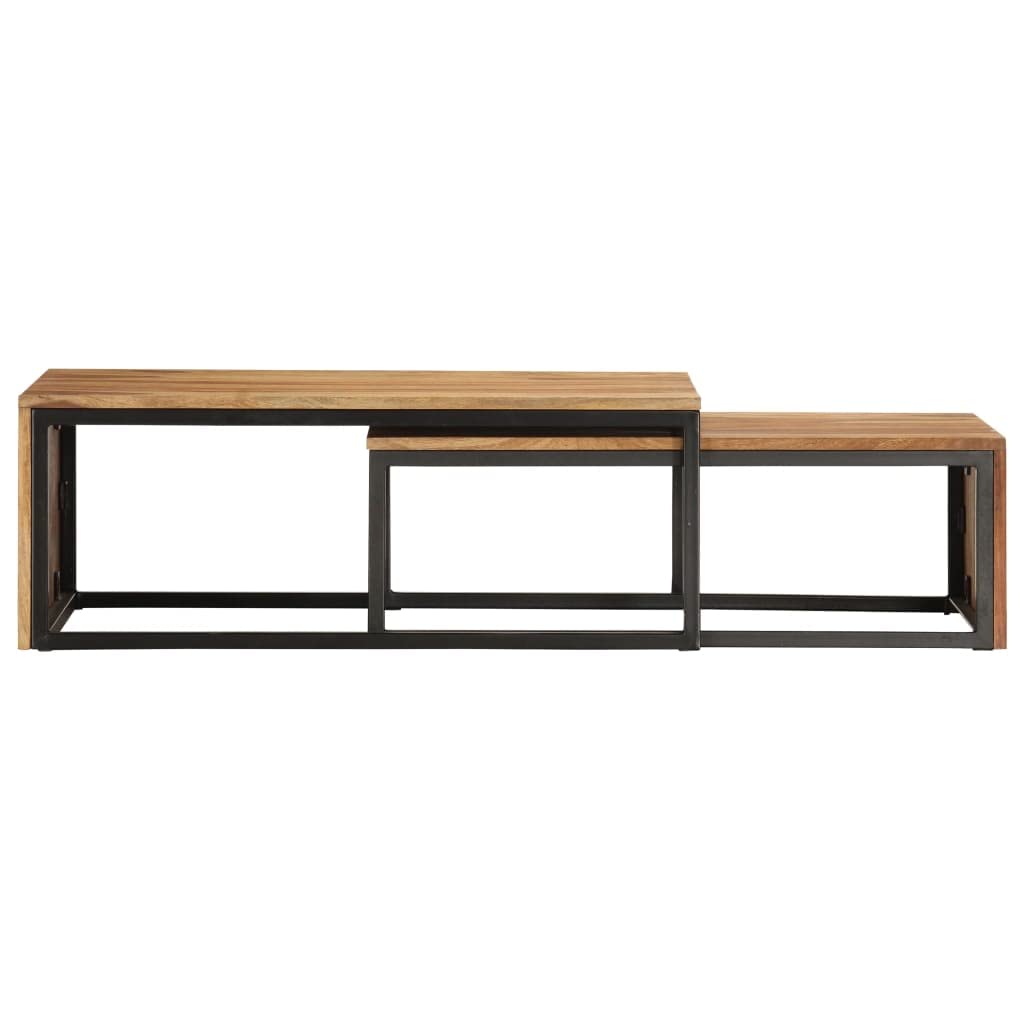2 pcs Solid Sheesham Wood Nesting Coffee Table O387