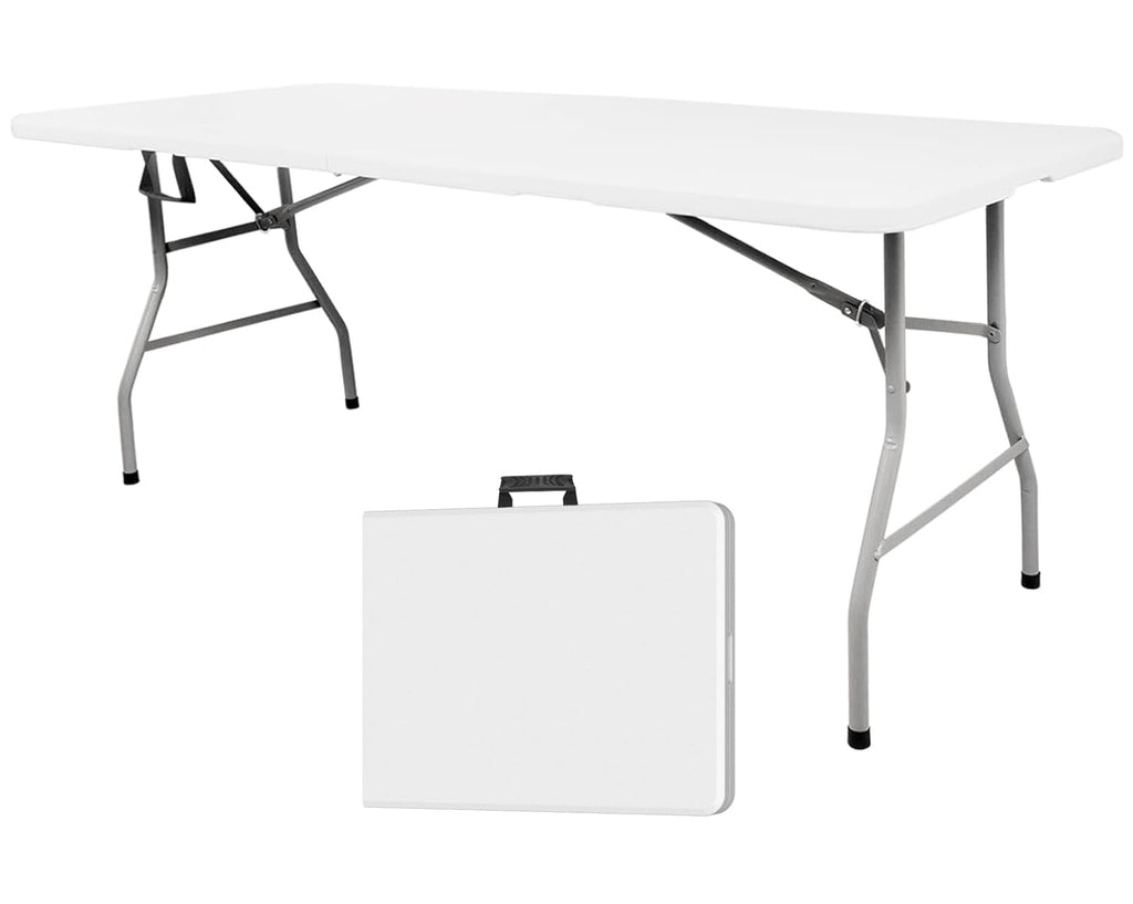 6ft White Folding Plastic Table with Handle Z24338