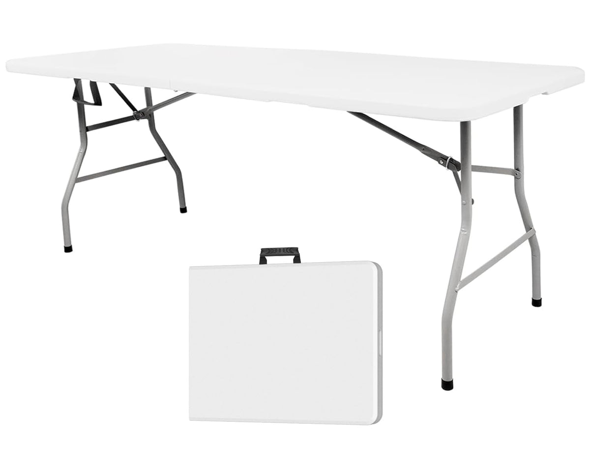 6ft White Folding Plastic Table with Handle Z24338