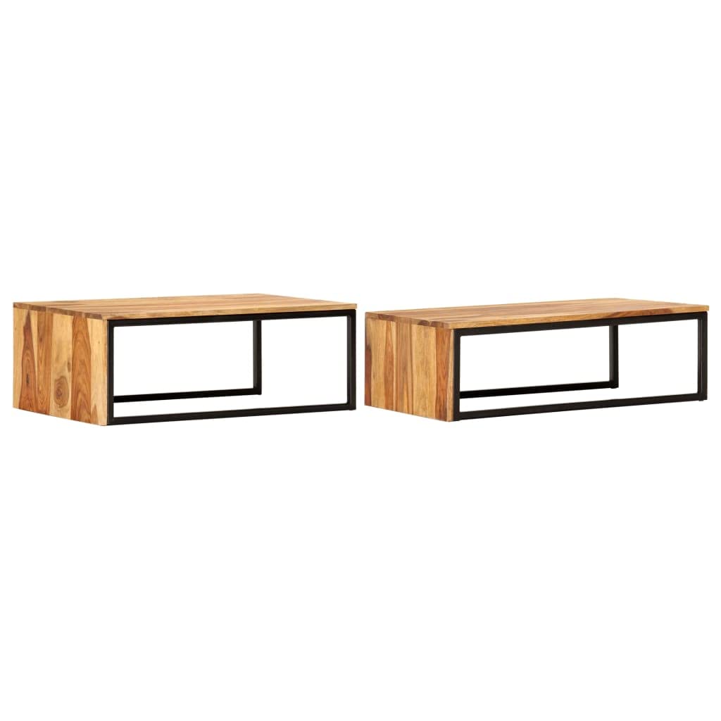 2 pcs Solid Sheesham Wood Nesting Coffee Table O387
