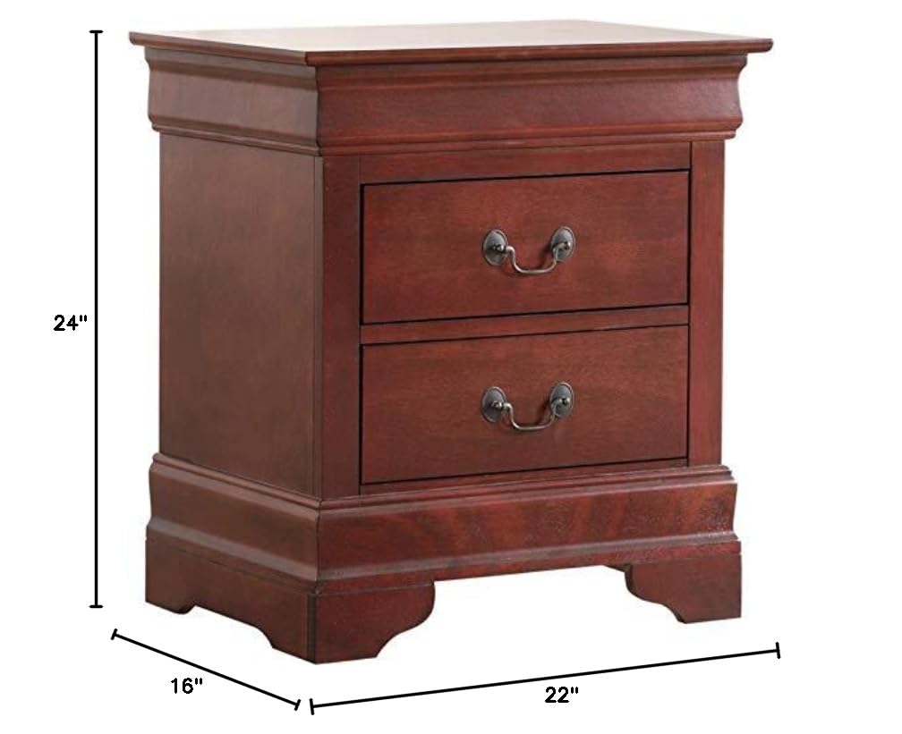 Cherry Finish 2 Drawer Engineered Wood Nightstand P1362