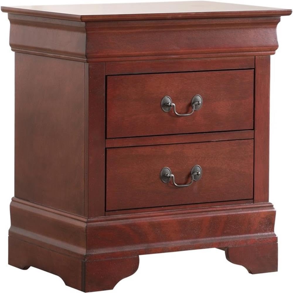 Cherry Finish 2 Drawer Engineered Wood Nightstand P1362