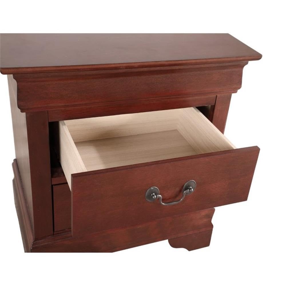 Cherry Finish 2 Drawer Engineered Wood Nightstand P1362