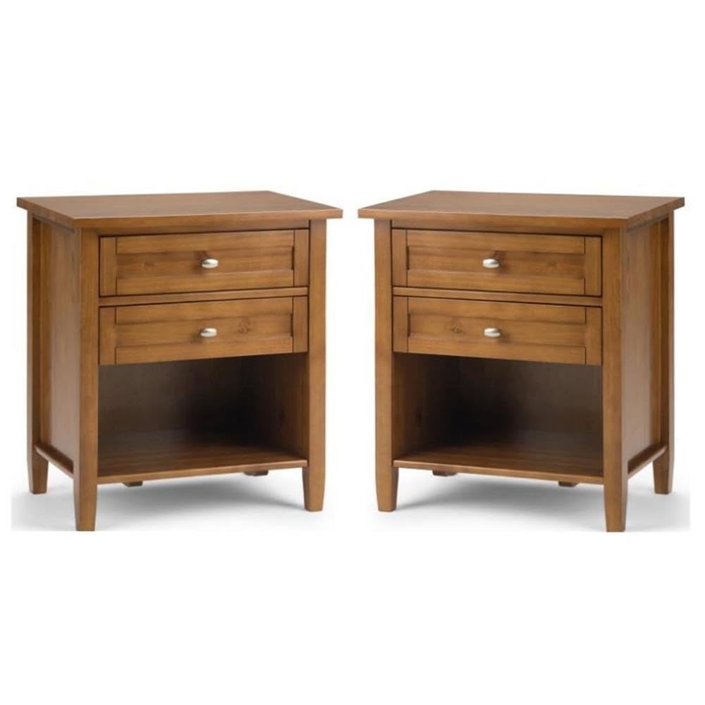 2-Piece Wood 24" Bedside Nightstand Table Set K909273