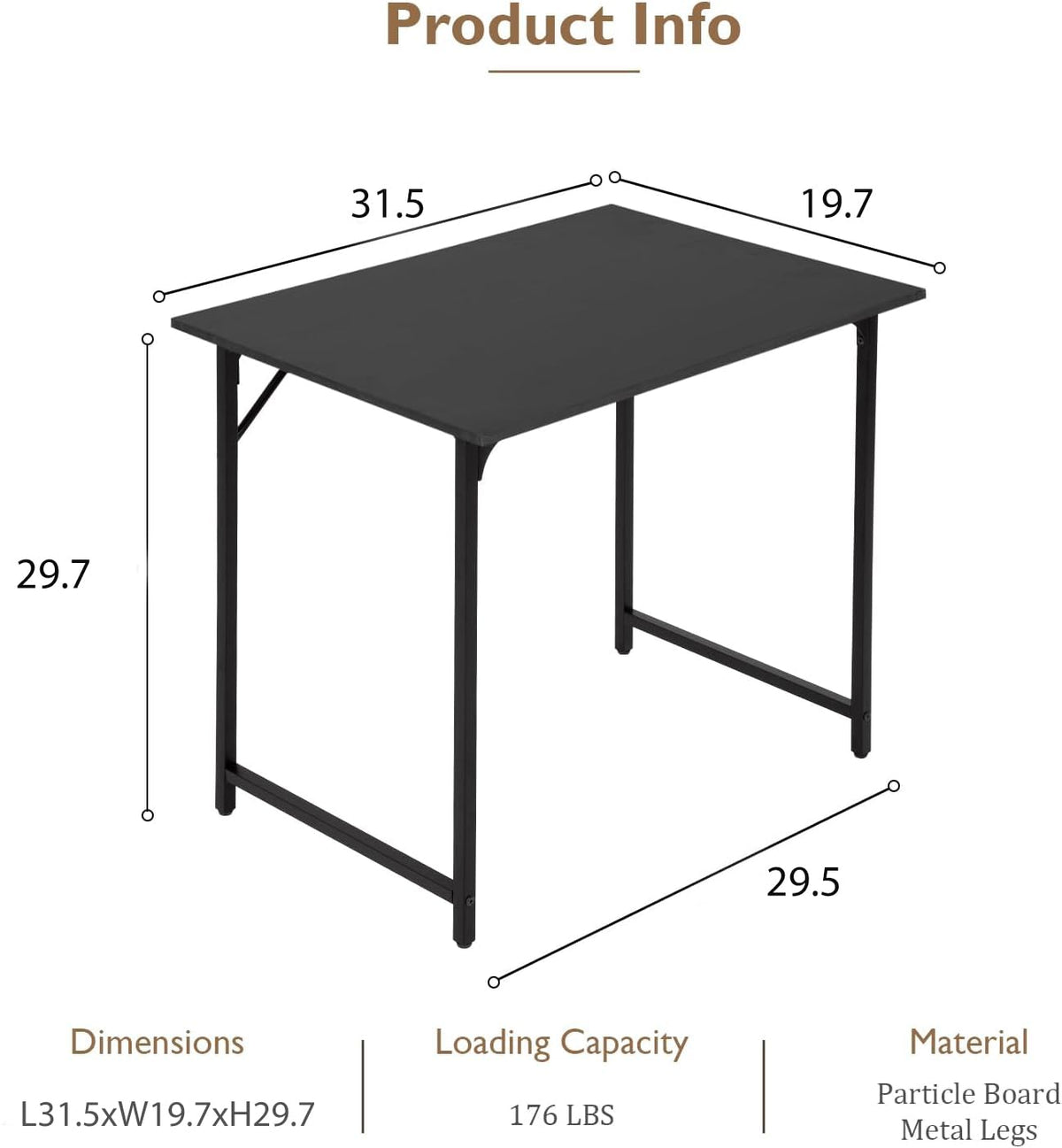 32 Inch Black Computer Desk E470714