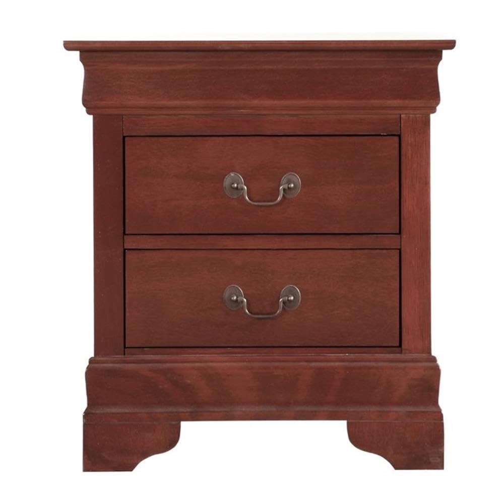 Cherry Finish 2 Drawer Engineered Wood Nightstand P1362