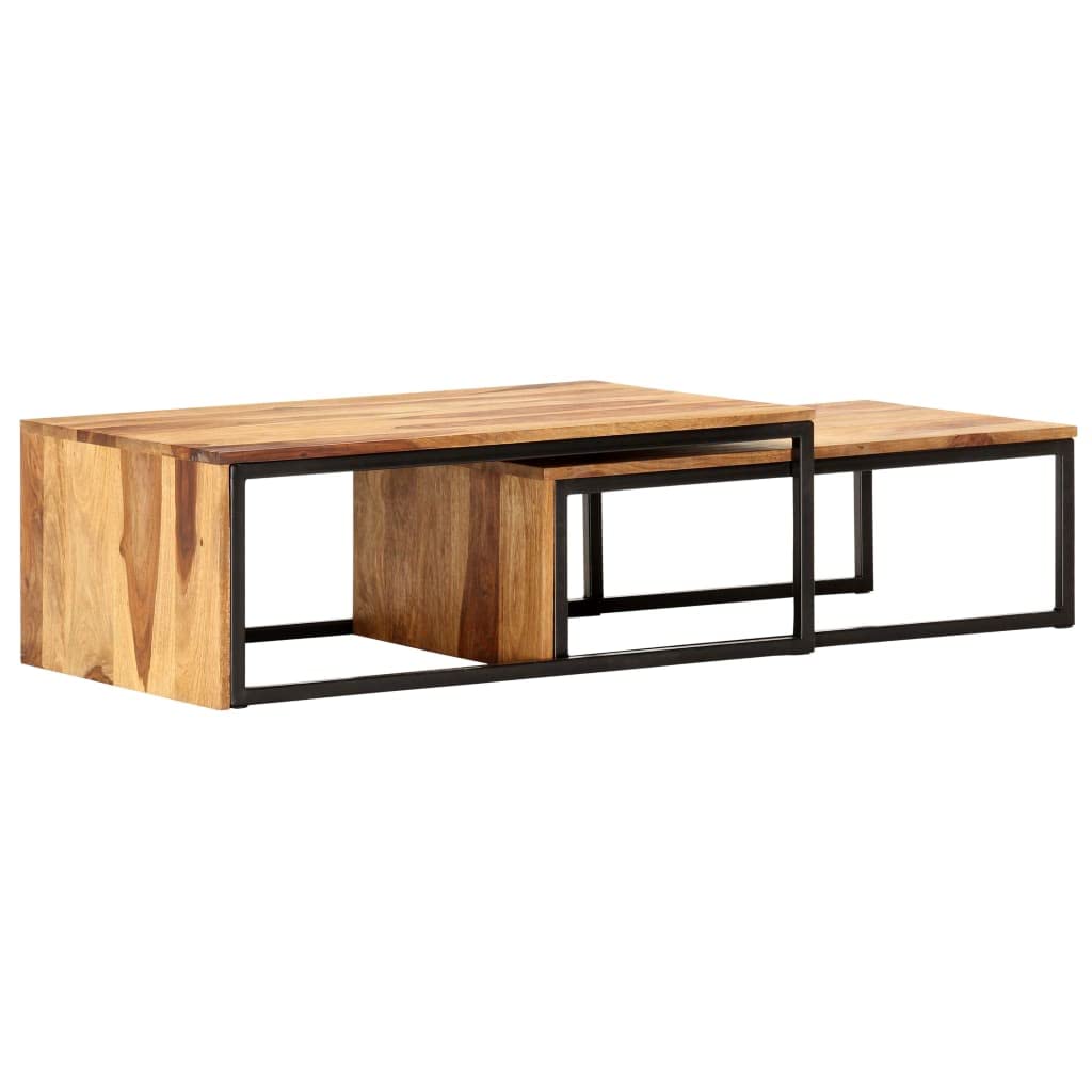 2 pcs Solid Sheesham Wood Nesting Coffee Table O387
