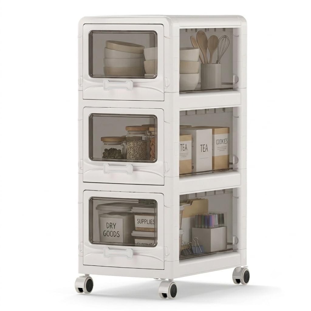 3 Tier Rolling Storage Cart with Drawers Y173864