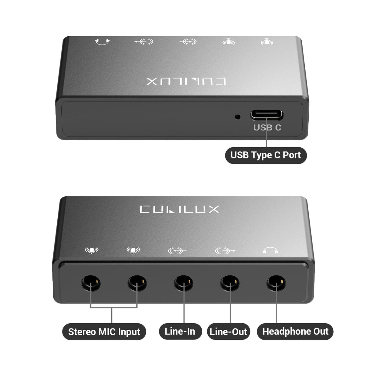 USB Audio Interface with Stereo Microphone Input and Headphone Jack D66319