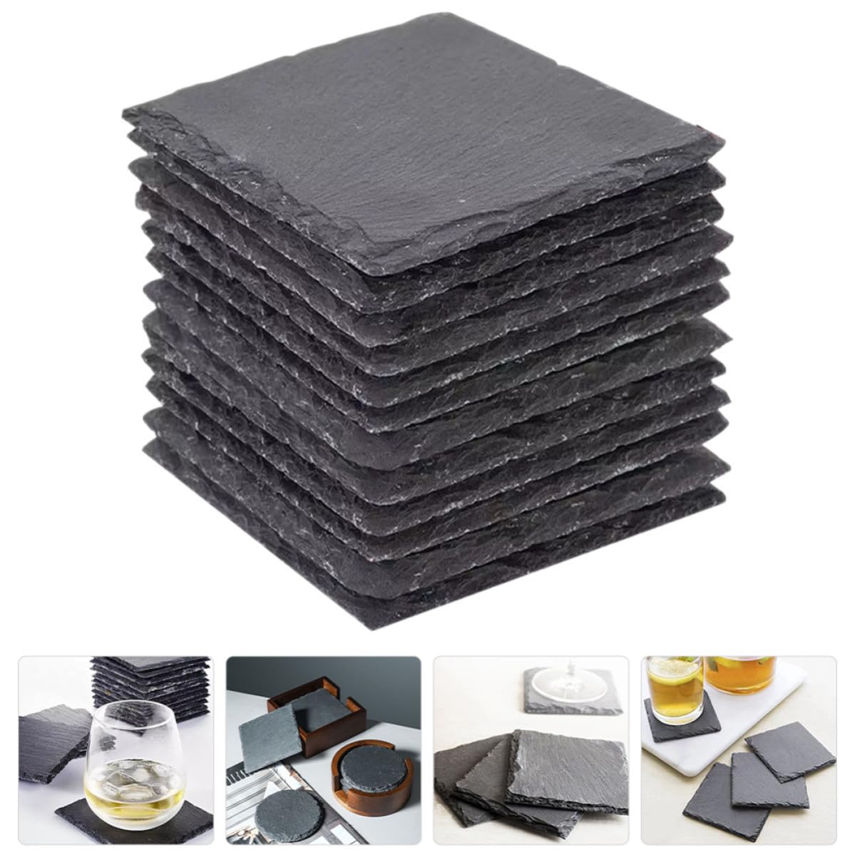 12pcs Natural Stone Drink Coasters Set O42027