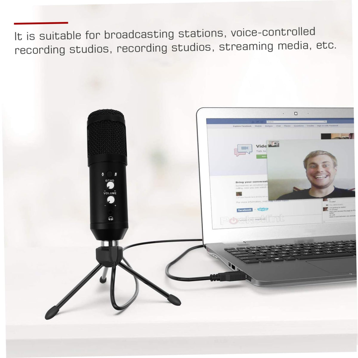 USB Condenser Microphone with Tripod Stand and USB Cable B250