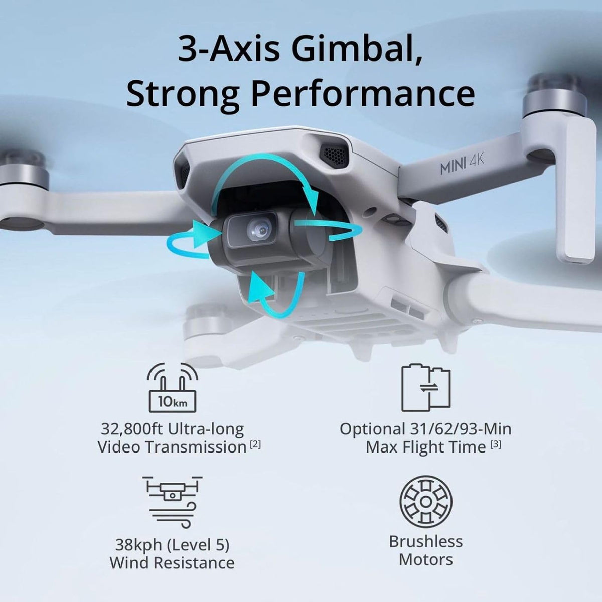 4K Camera Drone with 3-Axis Gimbal, 2 Batteries P220