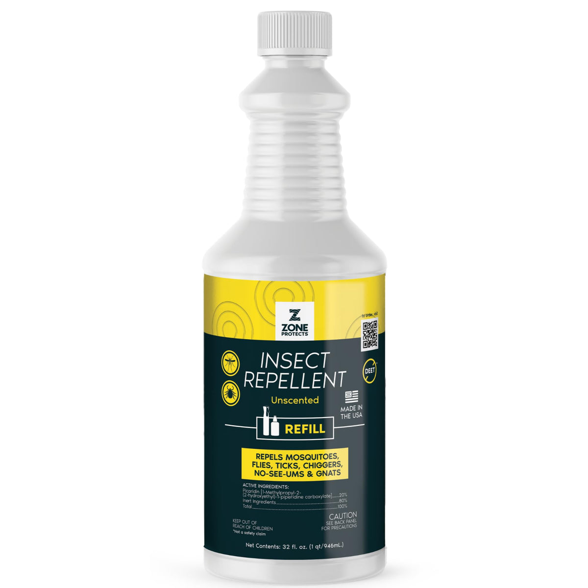 Picaridin Insect Repellent Refill, 32oz, 12-Hour DEET-Free Unscented Spray Q51973