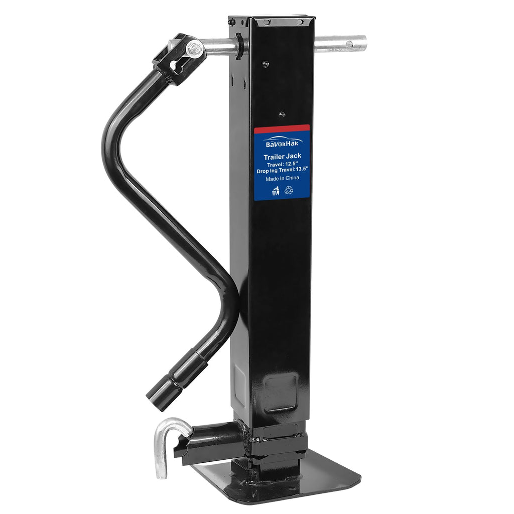 12000 LBS Weld-On Trailer Jack 4" Square Tube 26" Travel Side Wind Black G404