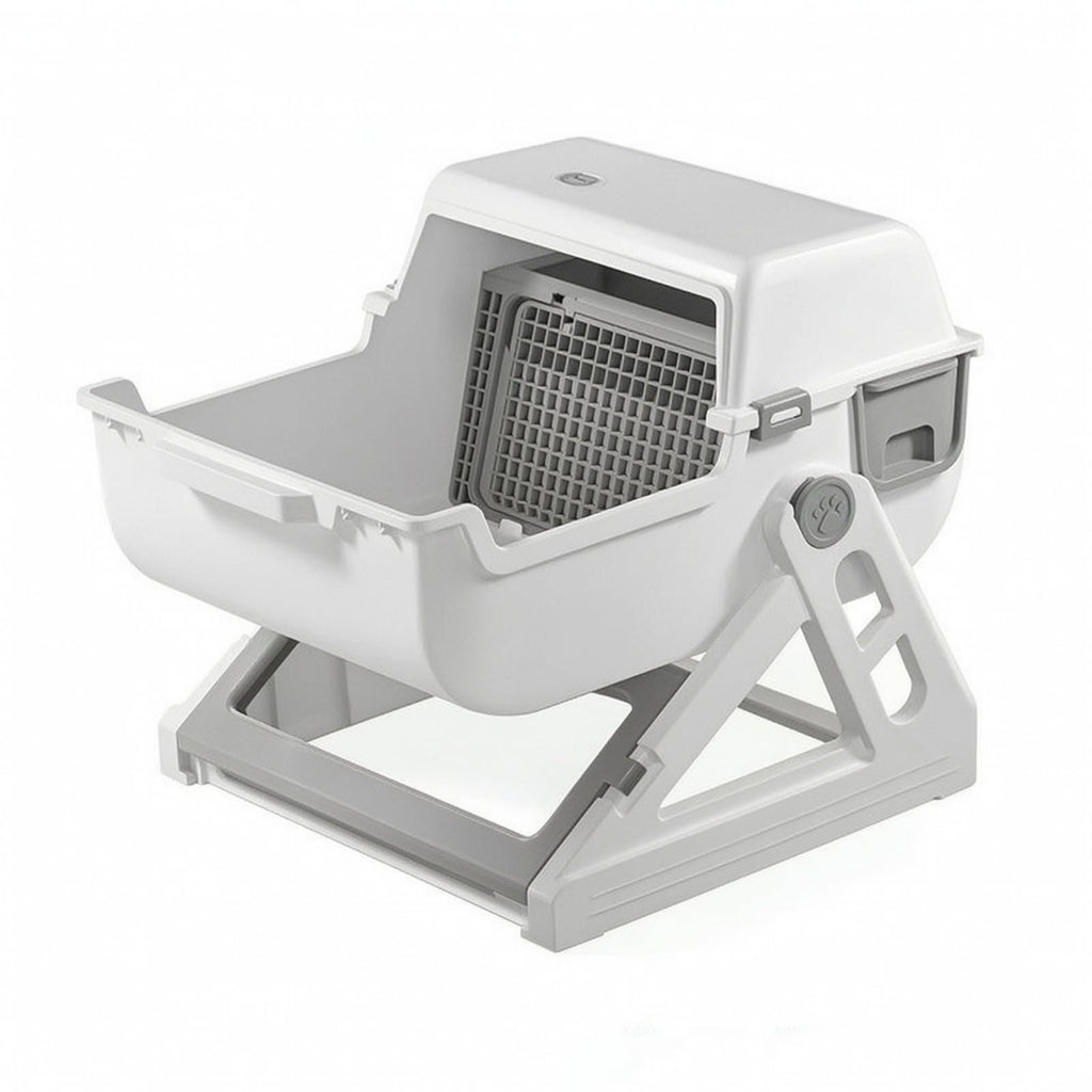 Semi-Automatic Sifting Cat Waste Pan White Gray A554