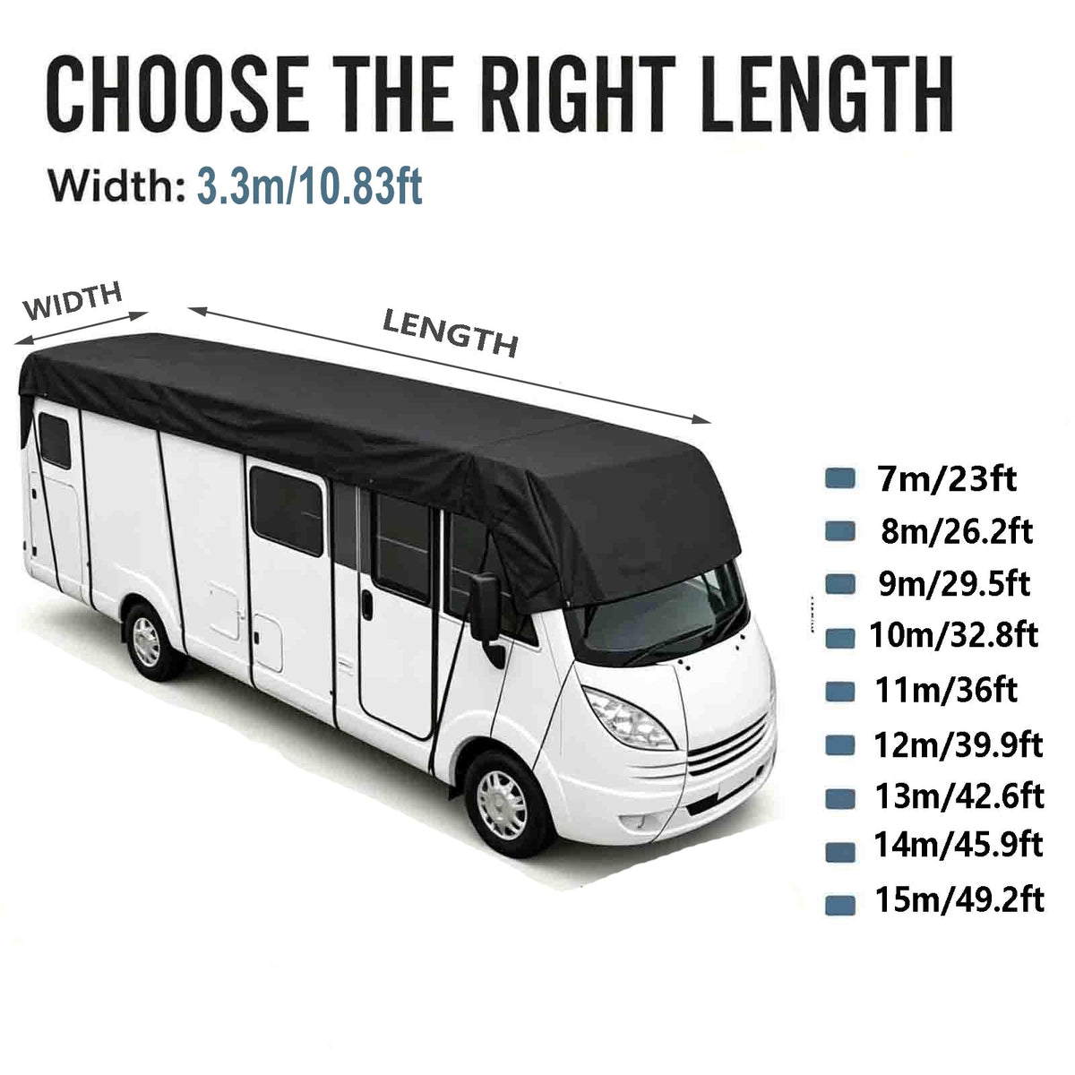 3.3m Camper Cover 210D Oxford Cloth Grey P1624