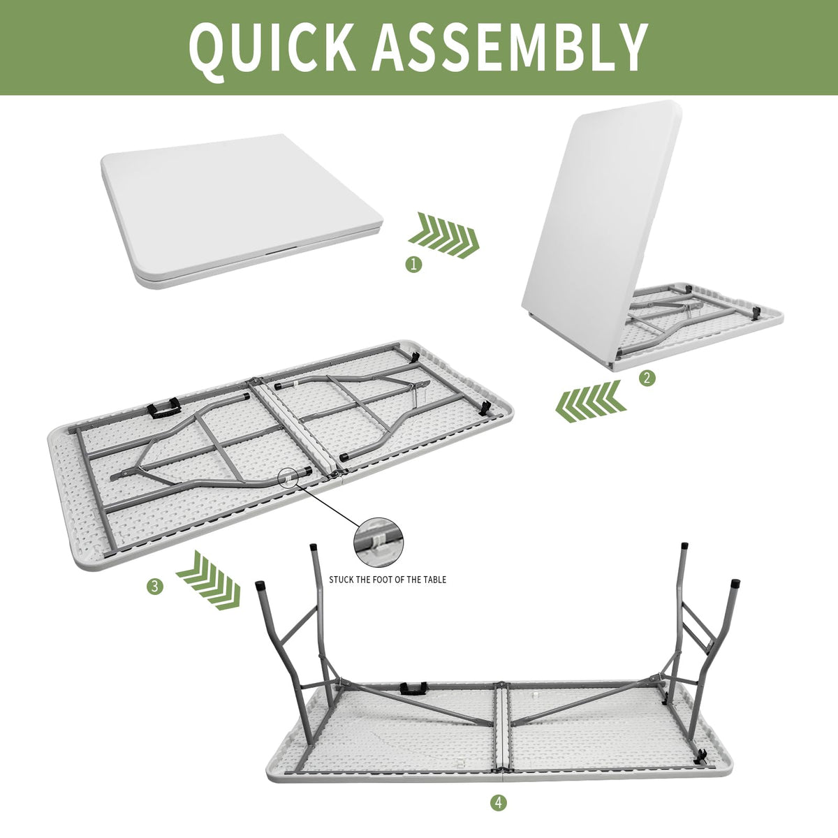 6ft White Folding Plastic Table with Handle Z24338