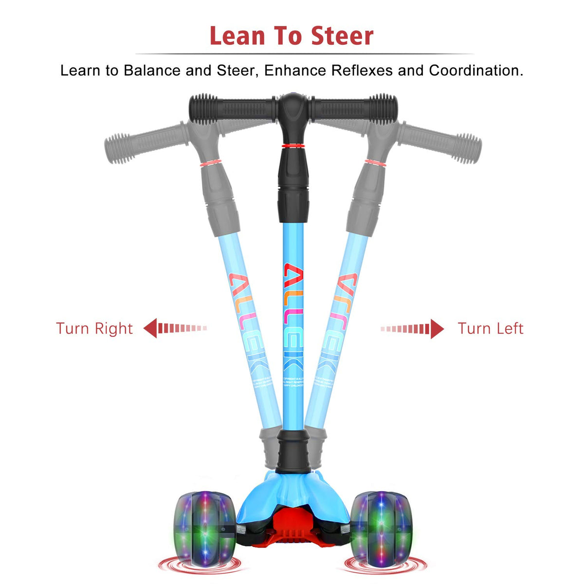 Kick Scooter with Light-Up Wheels and Adjustable Heights D2618