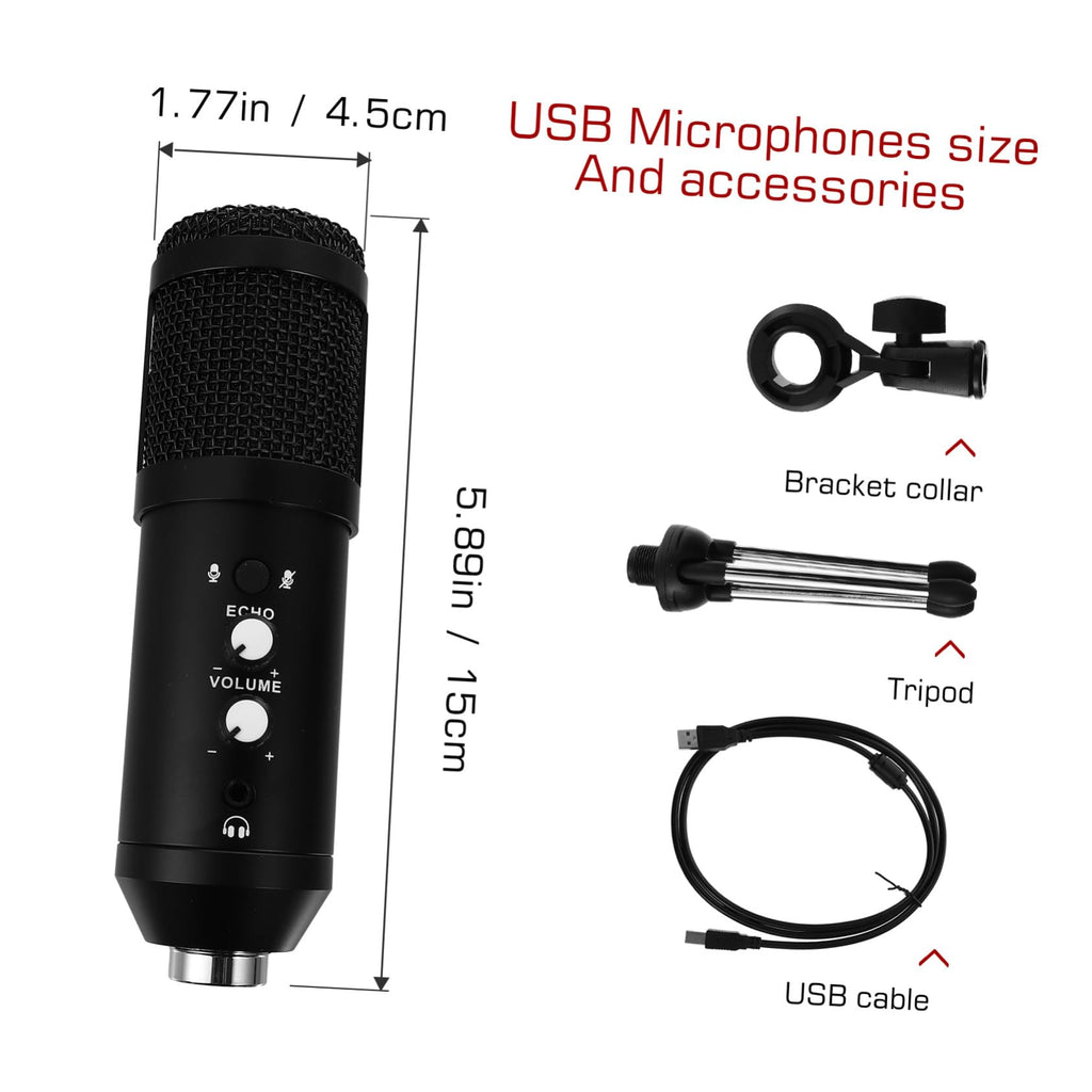 USB Condenser Microphone with Tripod Stand and USB Cable B250
