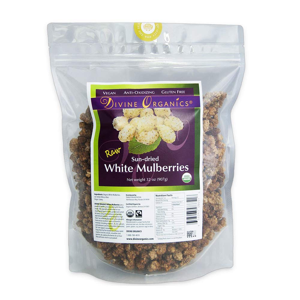 32oz Raw Organic White Sun Dried Mulberries R525