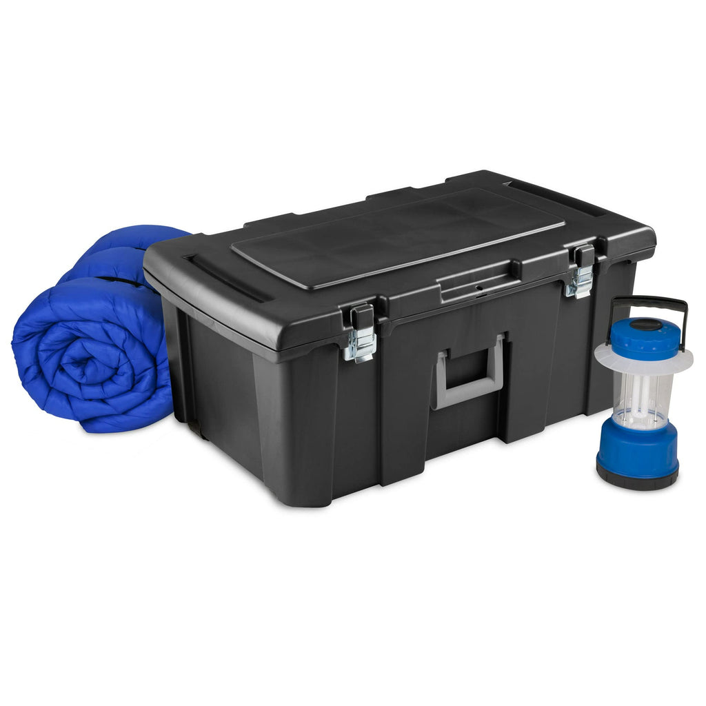 16 Gallon Black Plastic Storage Trunk with Wheels J735742