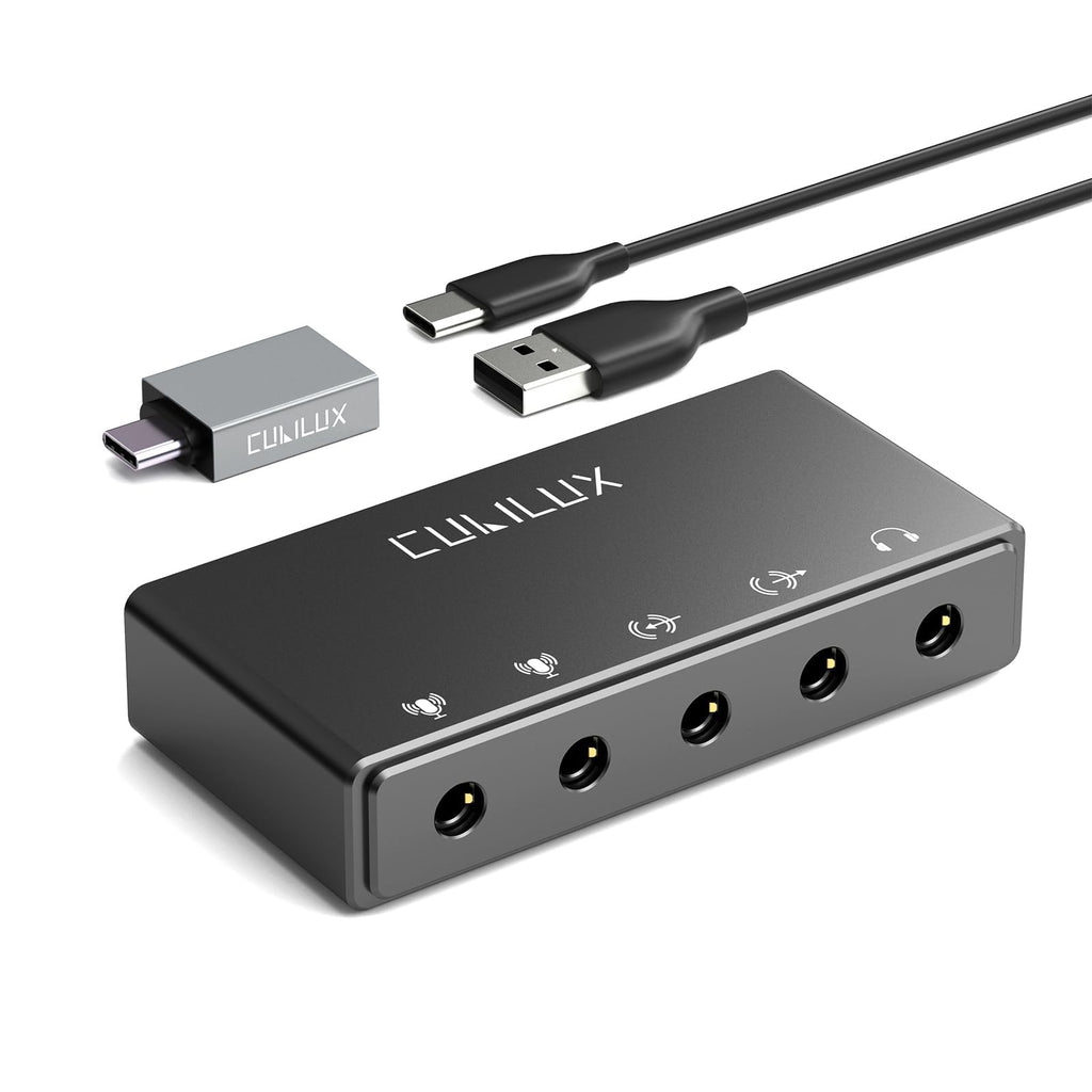 USB Audio Interface with Stereo Microphone Input and Headphone Jack D66319