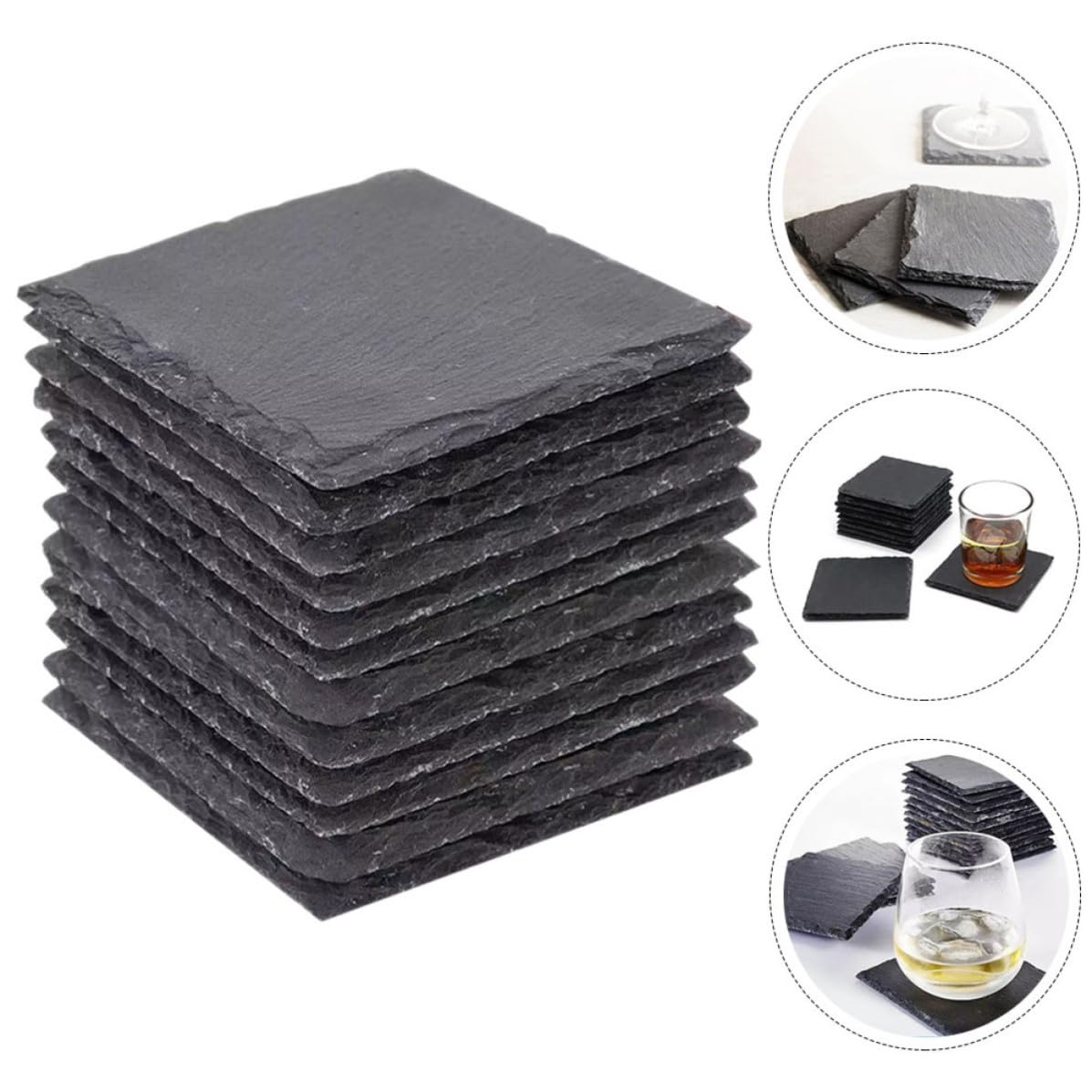 12pcs Natural Stone Drink Coasters Set O42027