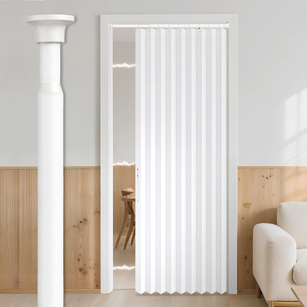 Blackout Magnetic Door Curtain with Curtain Rods 42 W x 78 L White N306927