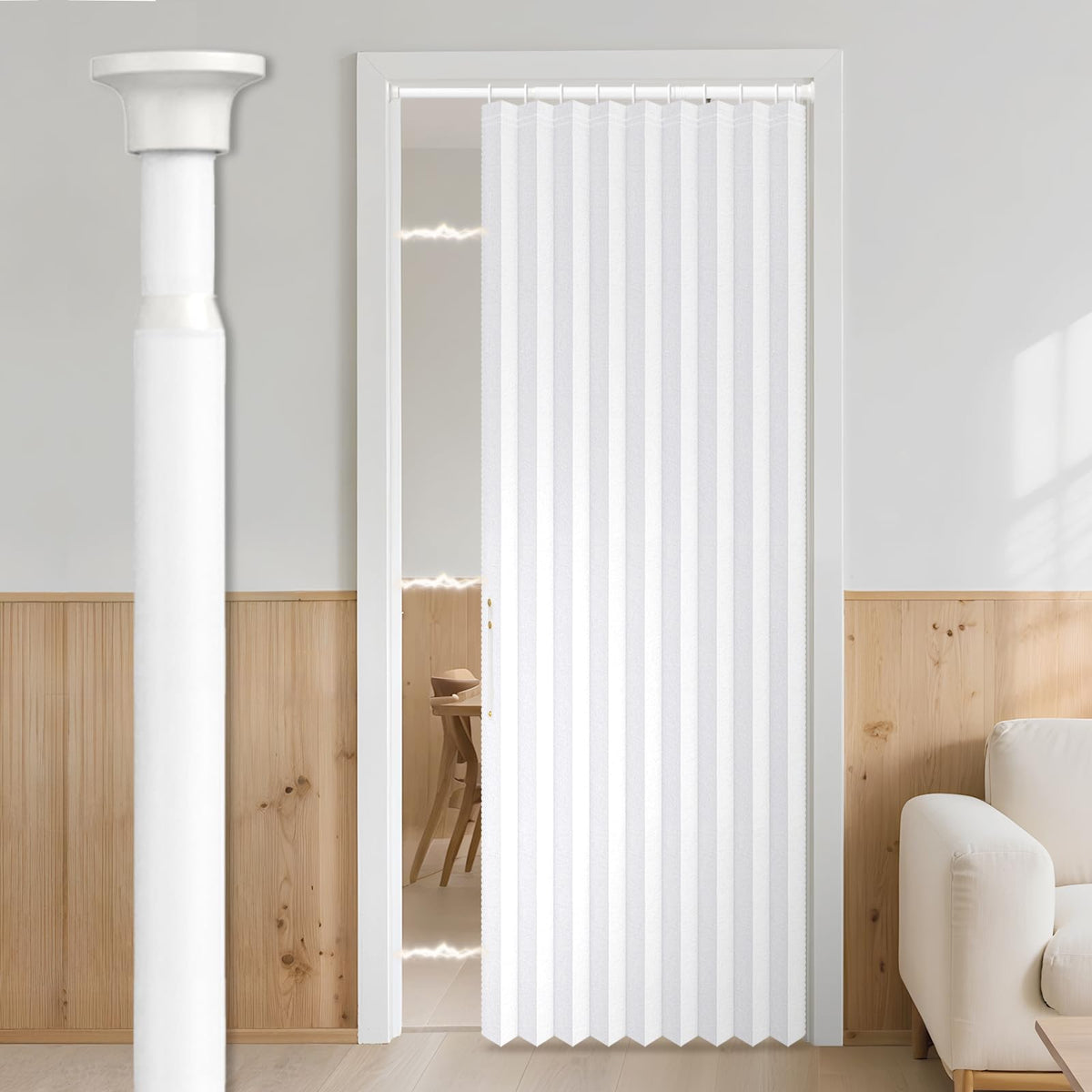 Blackout Magnetic Door Curtain with Curtain Rods 42 W x 78 L White N306927