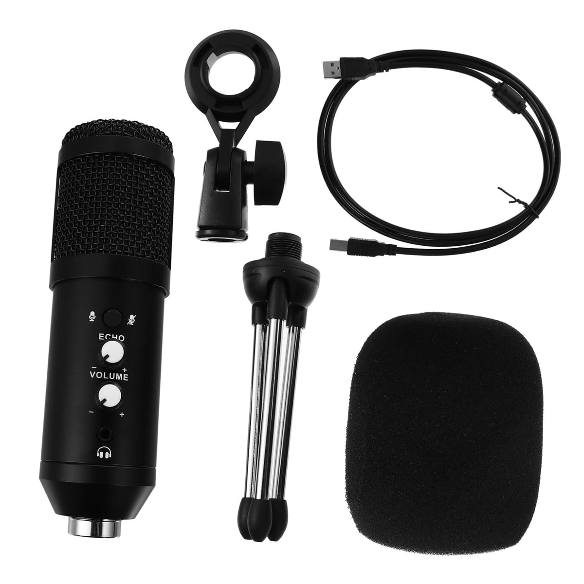 USB Condenser Microphone with Tripod Stand and USB Cable B250