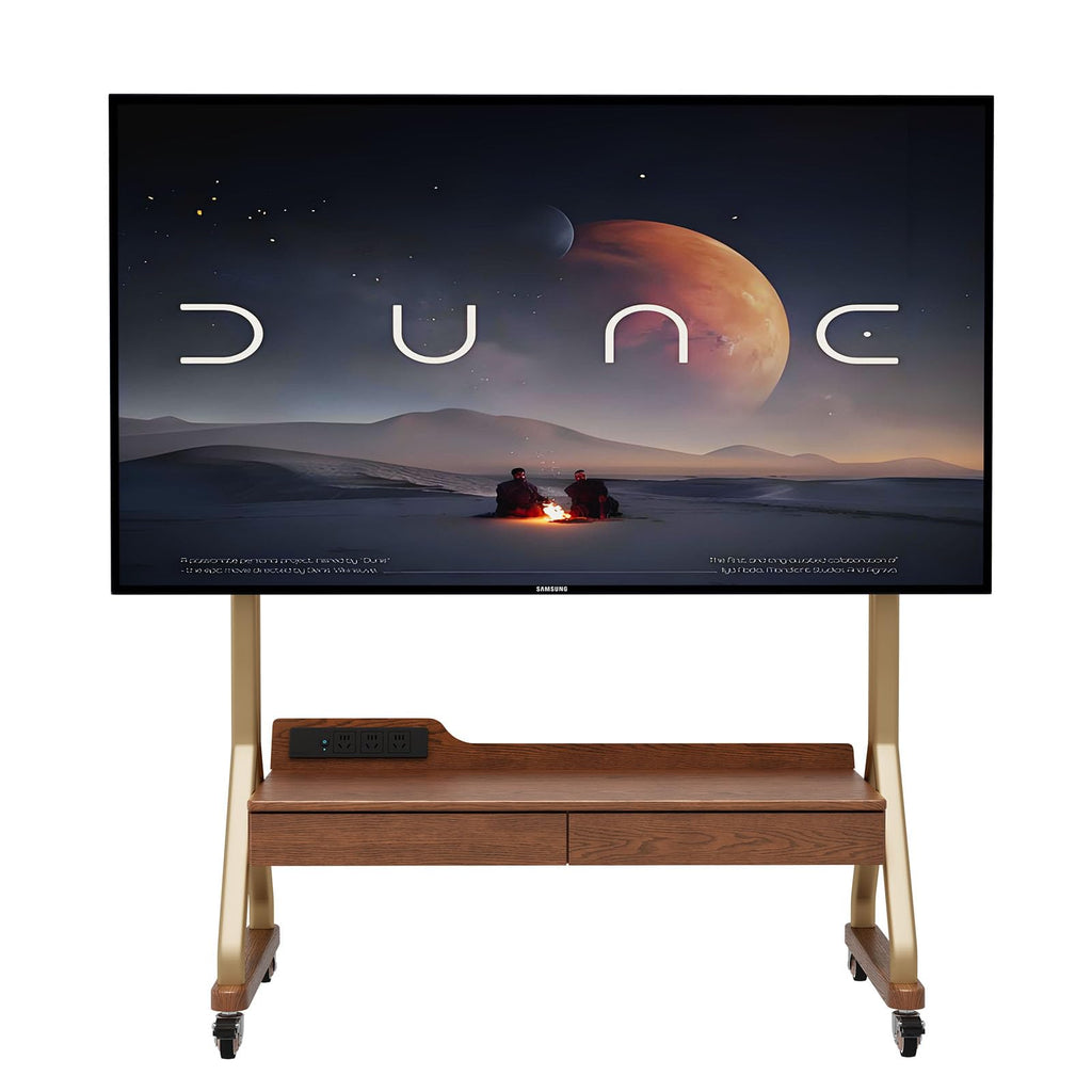 Rolling TV Stand with Wheels for 40-75" TVs, Height Adjustable, 2 Drawers L712