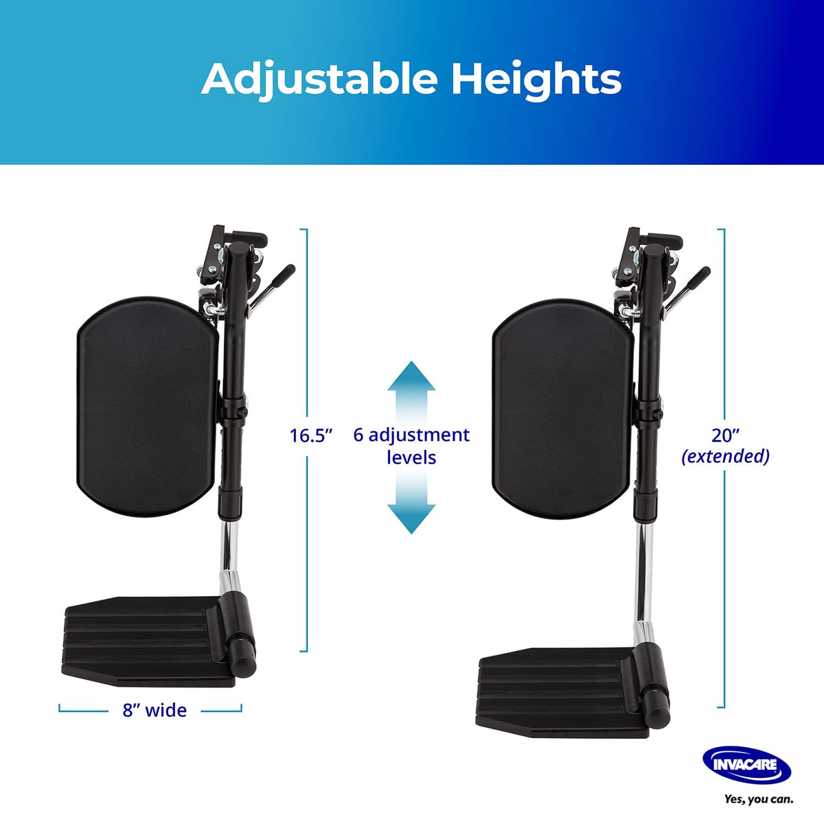 Adjustable Aluminum Wheelchair Elevating Legrest with Padded Calf Support Z888