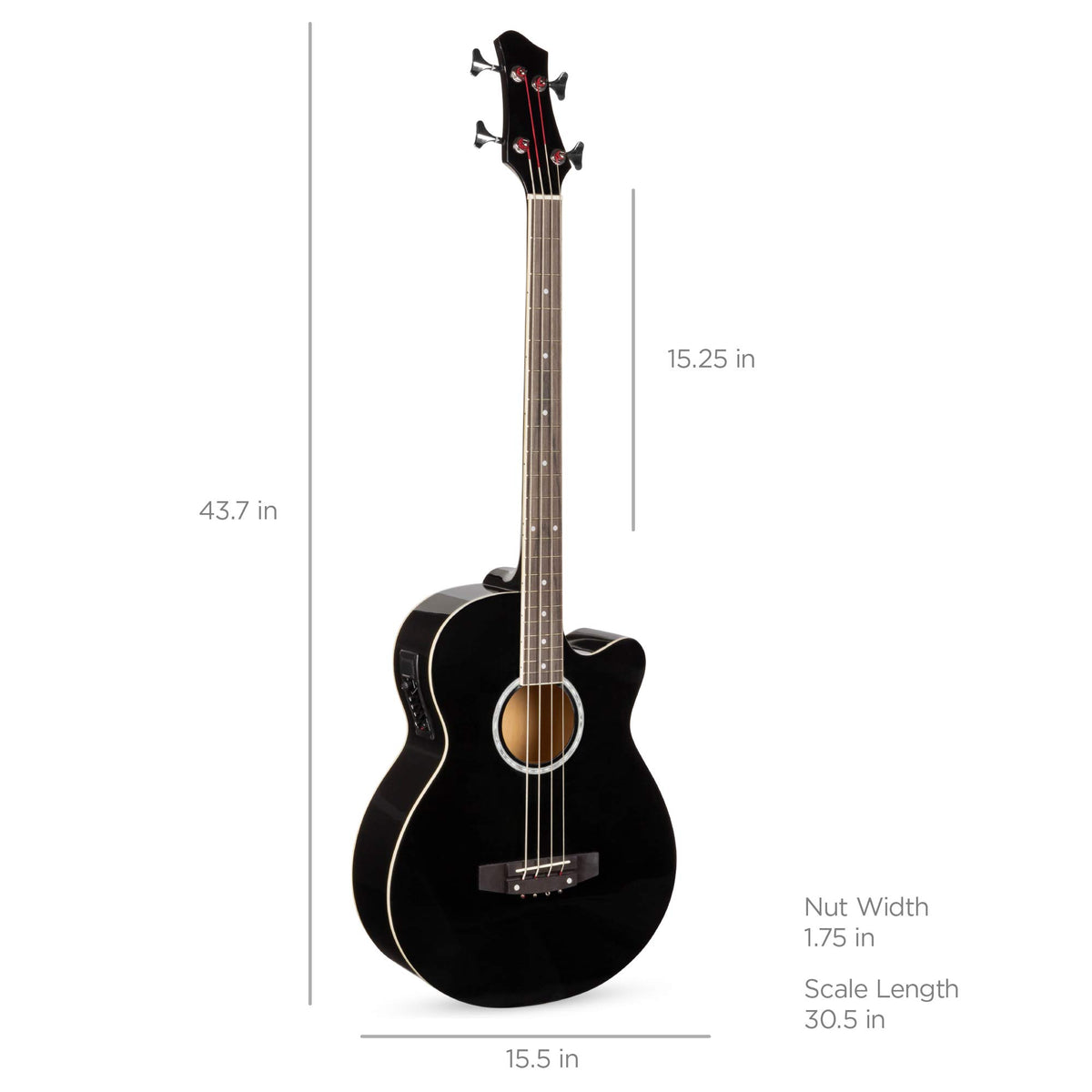 Full Size 4 String Black Acoustic Electric Bass Guitar N14620
