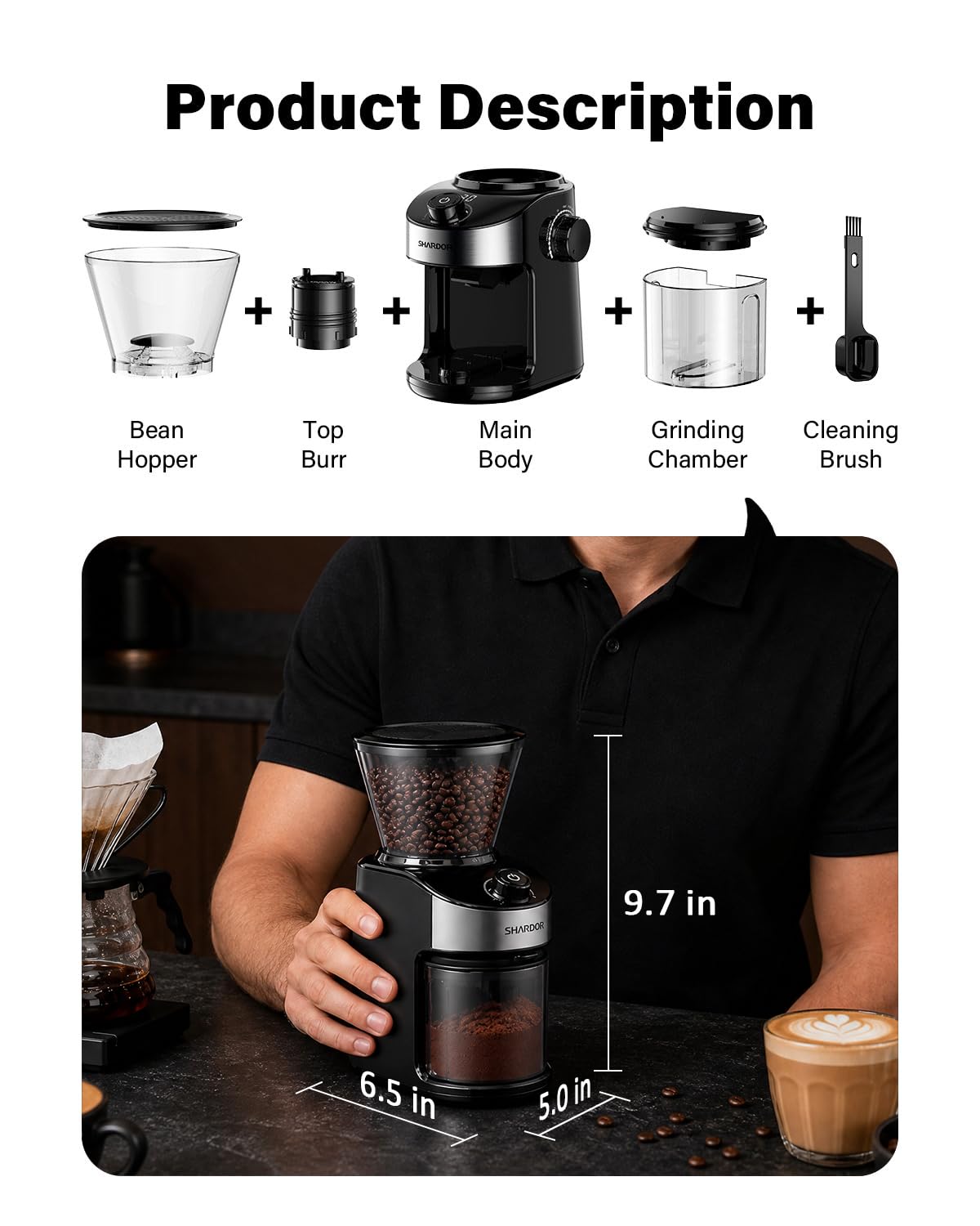 Electric Burr Coffee Grinder with 32 Grinding Sizes E77035