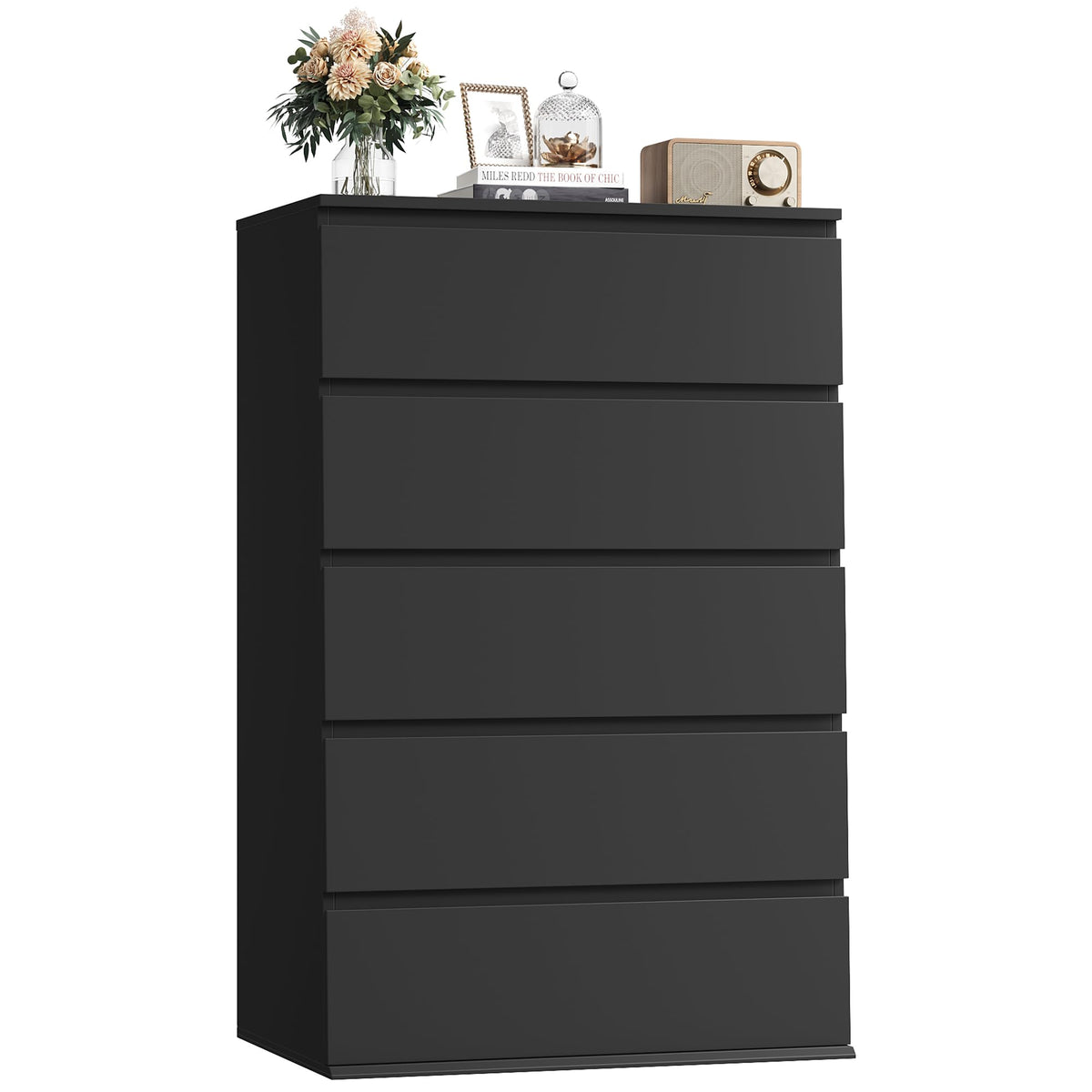 Black 5 Drawer Dresser W3480
