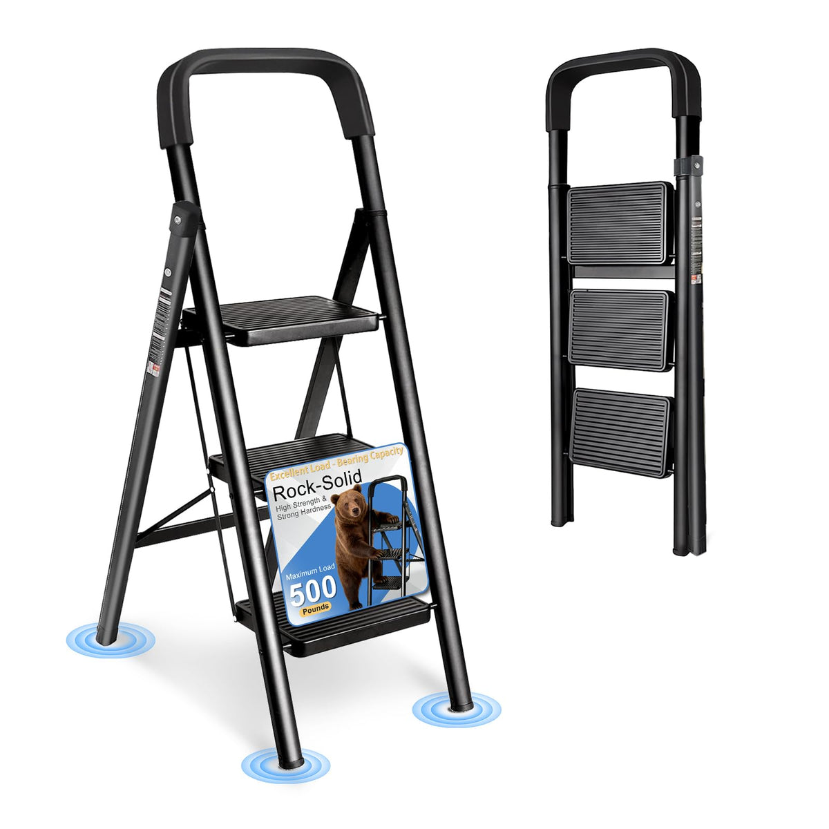 Folding Step Stool with Handrail H618