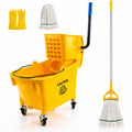 35 Quart Mop Bucket with Side Press Wringer on Wheels D7402