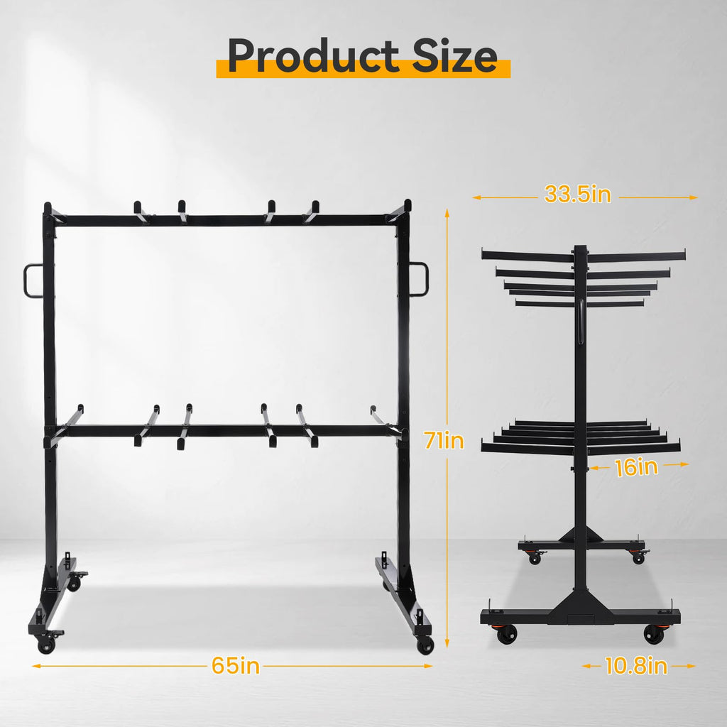 2-Tier Heavy Duty Folding Chair Cart with Wheels N3678