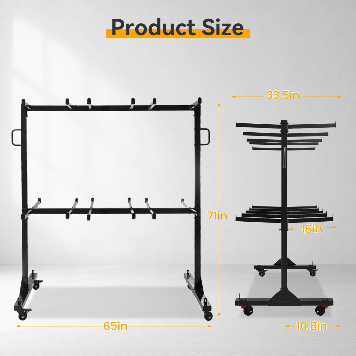 2-Tier Heavy Duty Folding Chair Cart with Wheels N3678