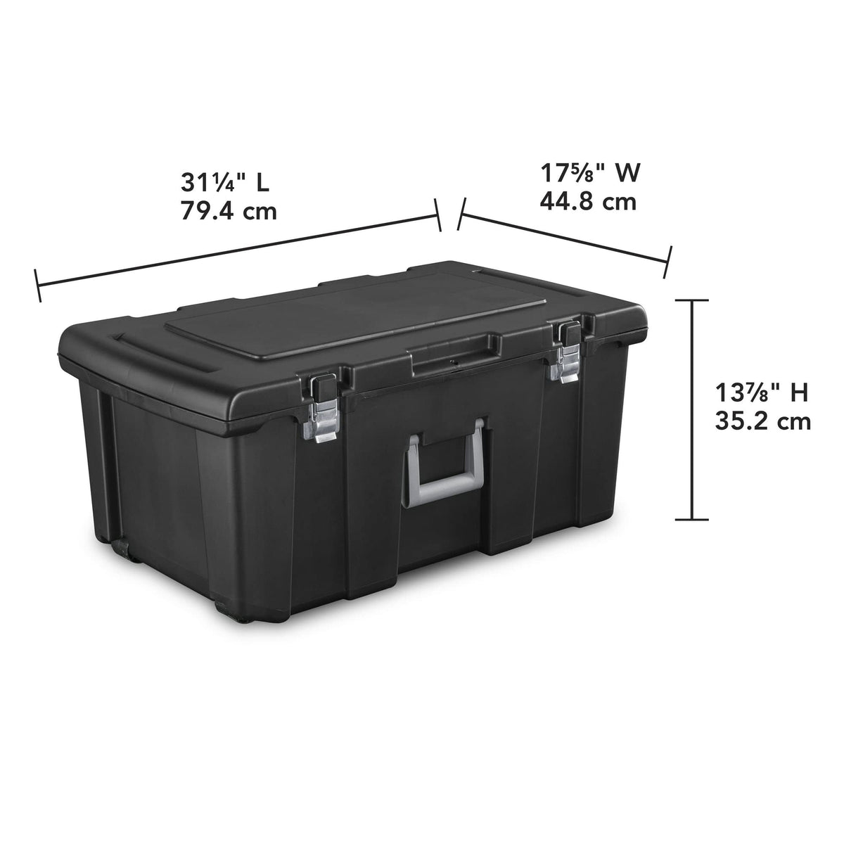 16 Gallon Black Plastic Storage Trunk with Wheels J735742