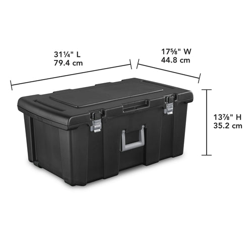 16 Gallon Black Plastic Storage Trunk with Wheels J735742