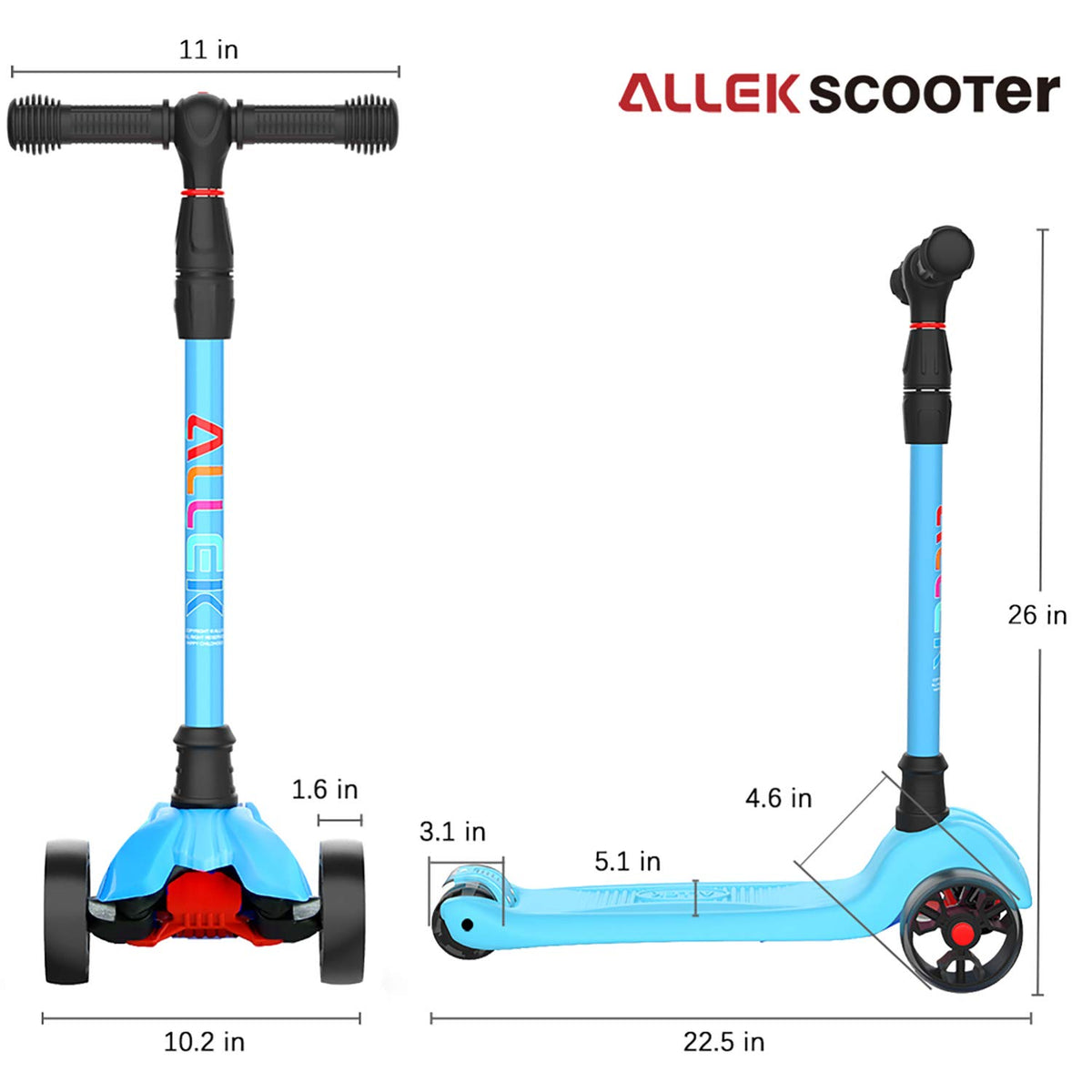 Kick Scooter with Light-Up Wheels and Adjustable Heights D2618