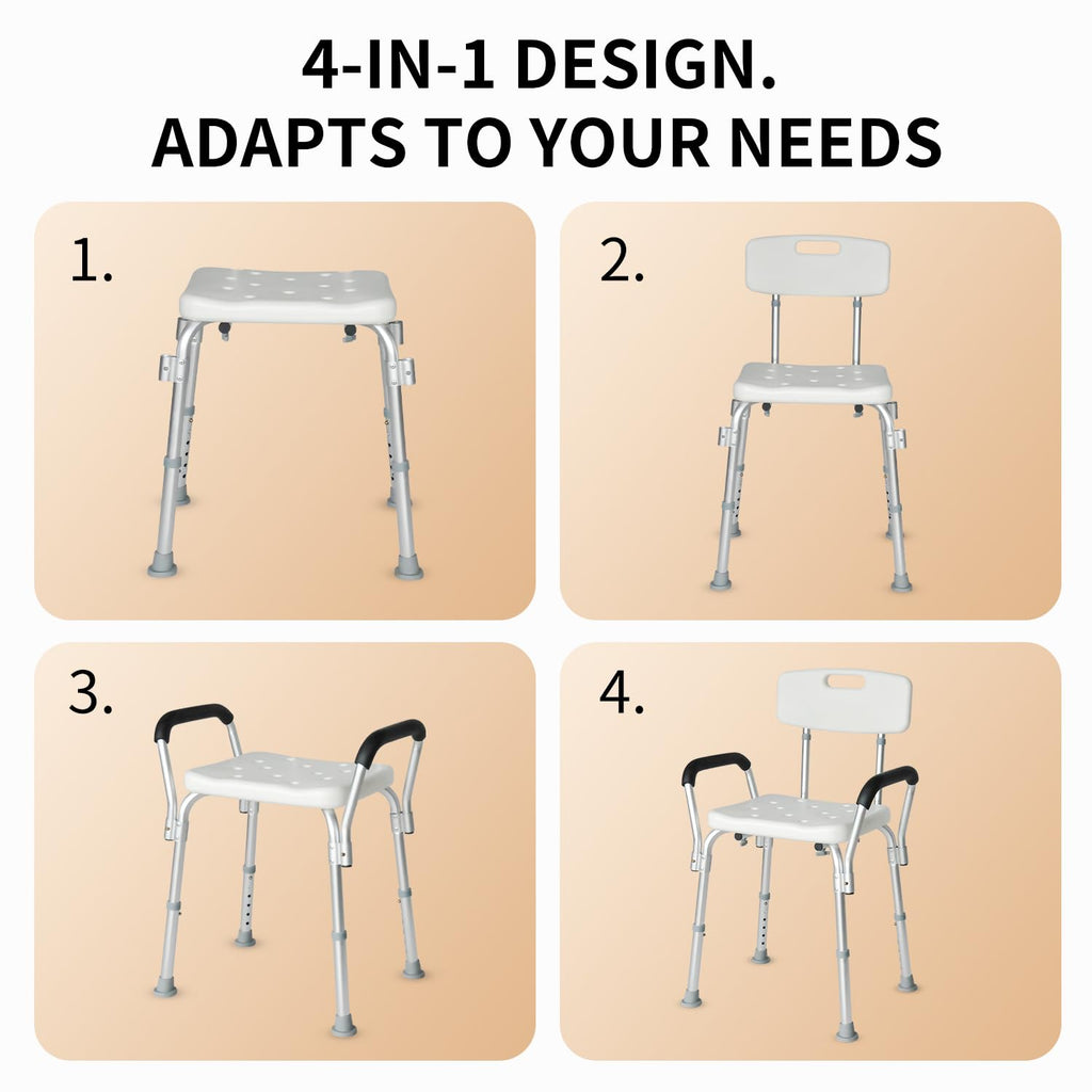 Extra Wide 300 lbs Capacity Shower Chair with Arms & Back N9723