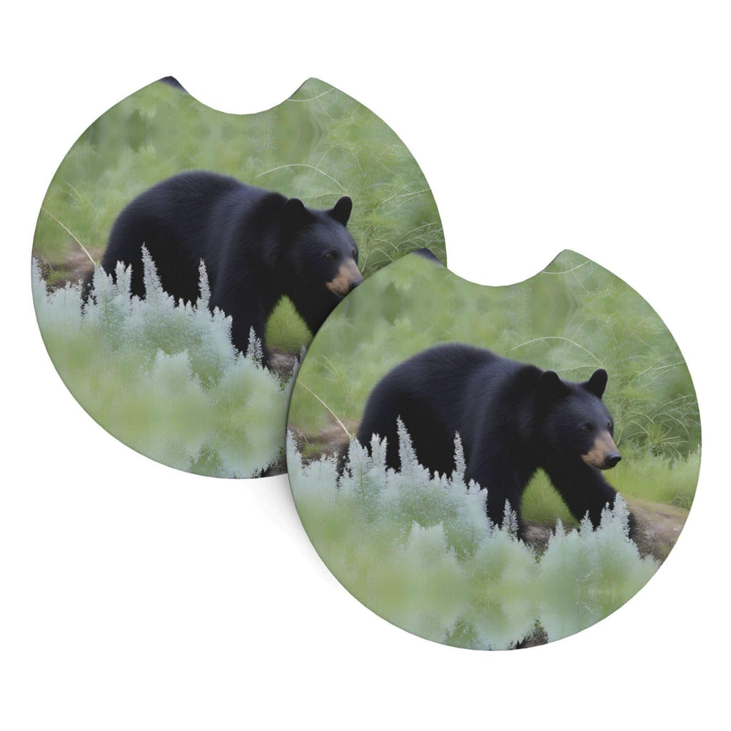 Black Bear Rubber Car Coasters Set of 2 U249110