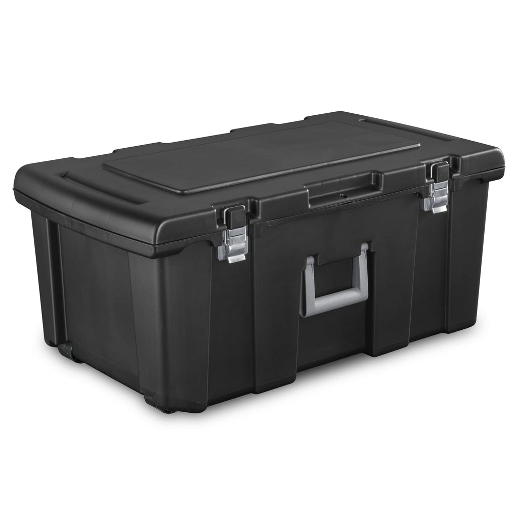 16 Gallon Black Plastic Storage Trunk with Wheels J735742