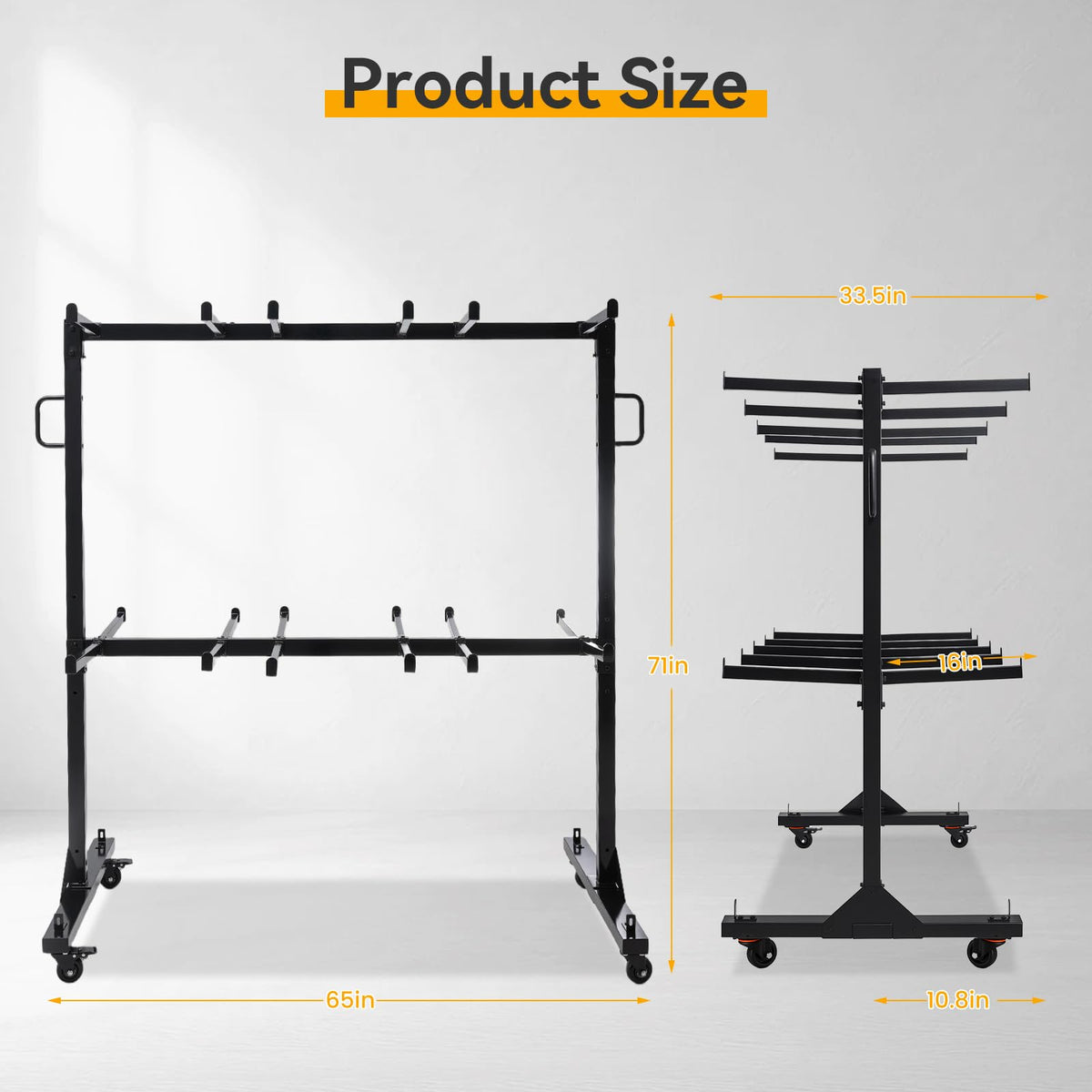 2-Tier Heavy Duty Folding Chair Cart with Wheels N3678