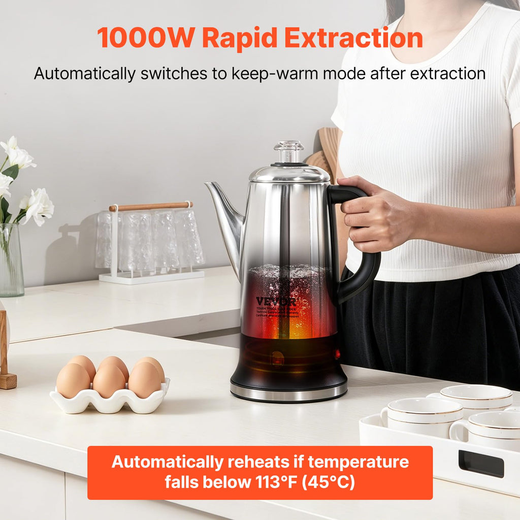 12-Cup Stainless Steel Electric Percolator Coffee Pot W887