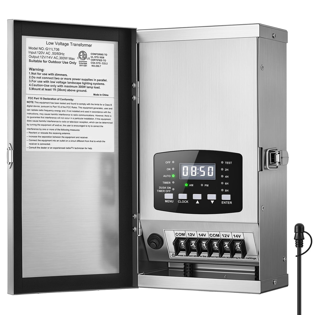 300W Low Voltage Landscape Transformer with Timer & Photocell Sensor O6254