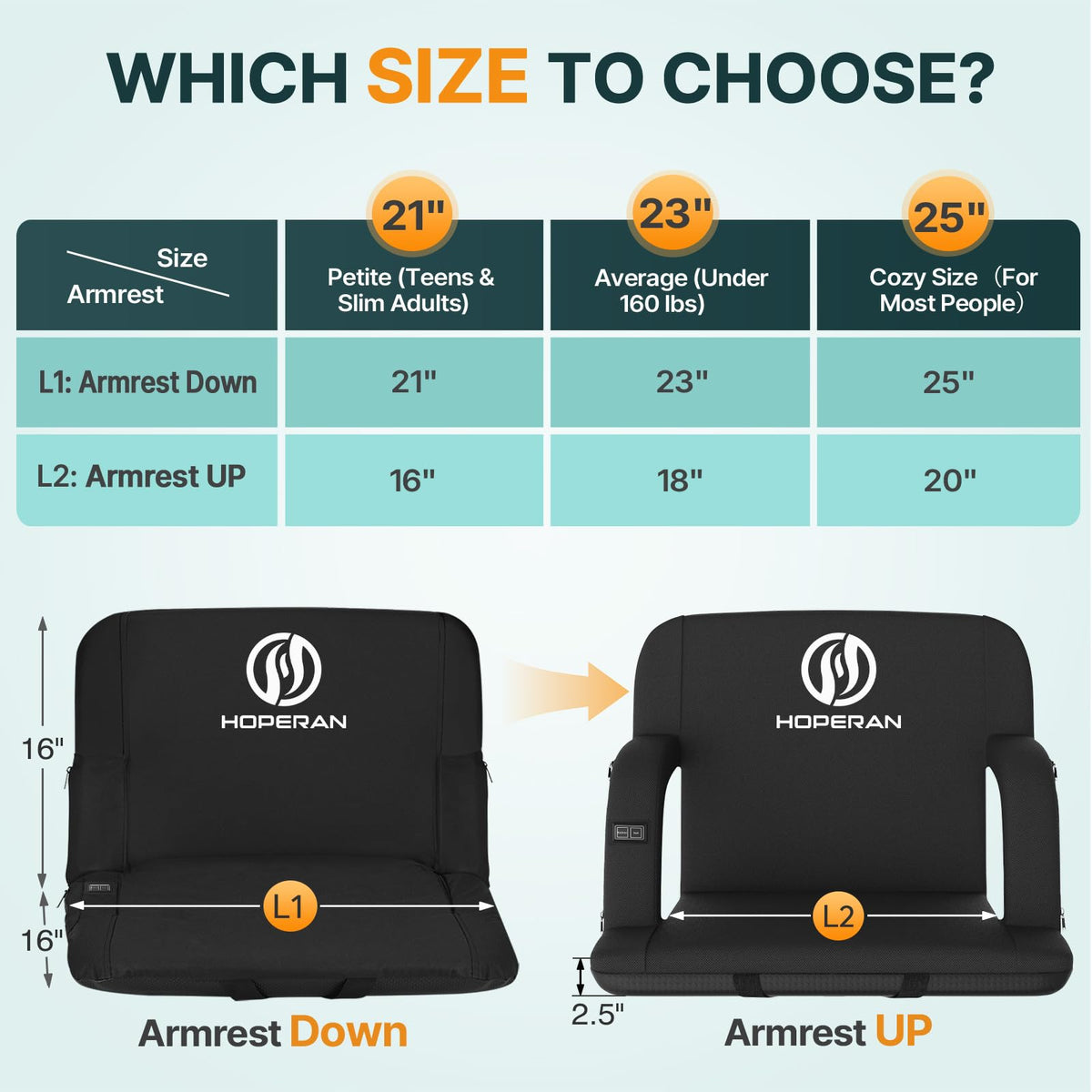 Black Heated Stadium Seats for Bleachers, 2 PCS Q994569