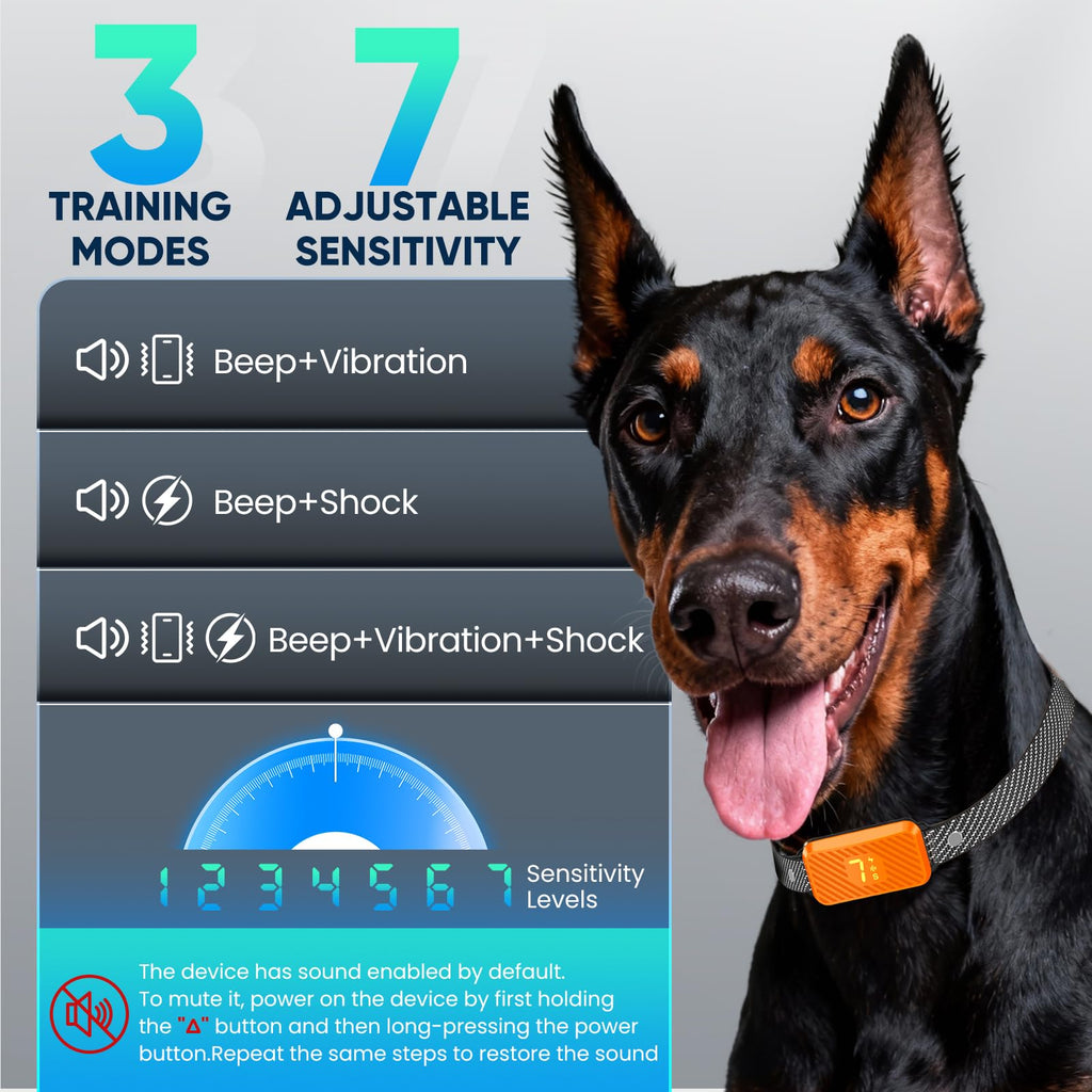 Dog Bark Collar with 7 Sensitivity, 3 Modes T2869